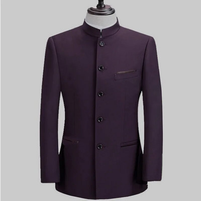 Stil chinezesc Mandarin Guler Stand Business Casual Nunta Blazer Slim Fit Barbati Costum Ocazional Jacheta Masculin Palton 4XL
