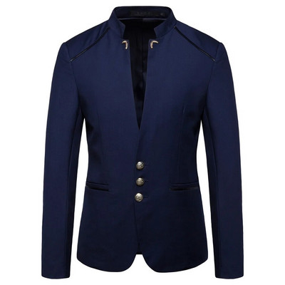 Stil chinezesc Mandarin Guler Stand Business Casual Nunta Blazer Slim Fit Barbati Costum Ocazional Jacheta Masculin Palton 4XL