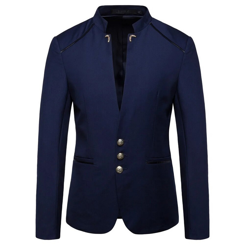 Kinietiško stiliaus mandarinų apykaklė Verslo laisvalaikio vestuvėms Slim Fit Blazer Vyriškas laisvalaikio kostiumas Striukė Vyriškas paltas 4XL