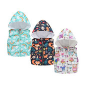 Talvised imikud poisid tüdrukud, soe vest, mantel, mood, armas multifilm, lasteriided, varrukateta, kapuutsiga jakk, puuvillased beebiriided