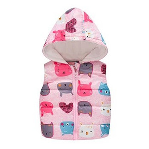 Talvised imikud poisid tüdrukud, soe vest, mantel, mood, armas multifilm, lasteriided, varrukateta, kapuutsiga jakk, puuvillased beebiriided
