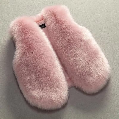 OLEKID 2023 Jesenná zimná vesta z umelej kožušiny pre dievčatá, batoľatá a dievčatá, bezrukávová bunda 1-8 rokov, detská dievčenská vesta, vrchné oblečenie