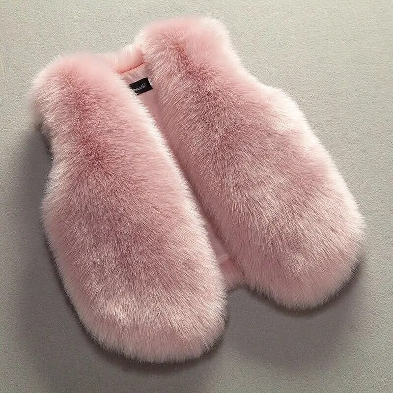 OLEKID 2023 Jesenná zimná vesta z umelej kožušiny pre dievčatá, batoľatá a dievčatá, bezrukávová bunda 1-8 rokov, detská dievčenská vesta, vrchné oblečenie