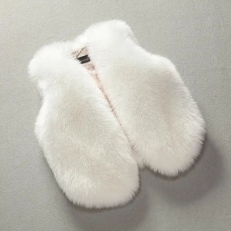 OLEKID 2023 Jesenná zimná vesta z umelej kožušiny pre dievčatá, batoľatá a dievčatá, bezrukávová bunda 1-8 rokov, detská dievčenská vesta, vrchné oblečenie