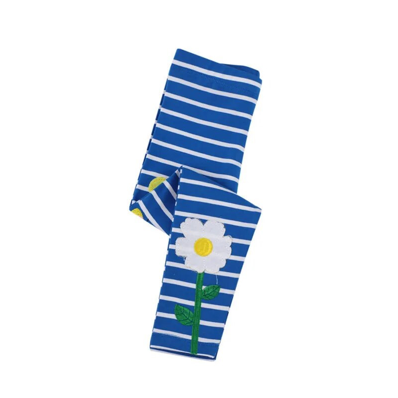 Jumping Meters Nové detské legíny Nohavice Modré pruhy Včelí kvety Výšivka Módne dievčenské úzke nohavice Najpredávanejšie dievčenské legíny