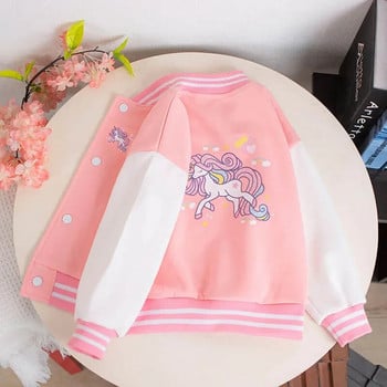 2024 Girls Cartoon Unicorn Jackets για 3-12 ετών Εφηβικά Ρούχα για έφηβες Αθλητικό πανωφόρι παλτό Ανοιξιάτικο μπουφάν μπέιζμπολ