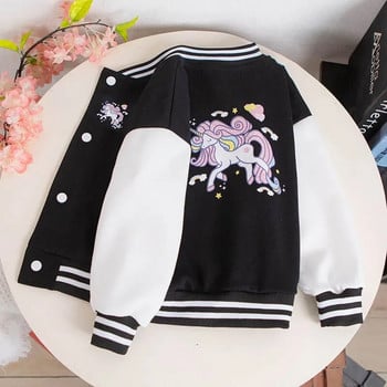 2024 Girls Cartoon Unicorn Jackets για 3-12 ετών Εφηβικά Ρούχα για έφηβες Αθλητικό πανωφόρι παλτό Ανοιξιάτικο μπουφάν μπέιζμπολ