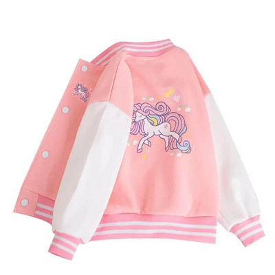 2024 Girls Cartoon Unicorn Jackets για 3-12 ετών Εφηβικά Ρούχα για έφηβες Αθλητικό πανωφόρι παλτό Ανοιξιάτικο μπουφάν μπέιζμπολ