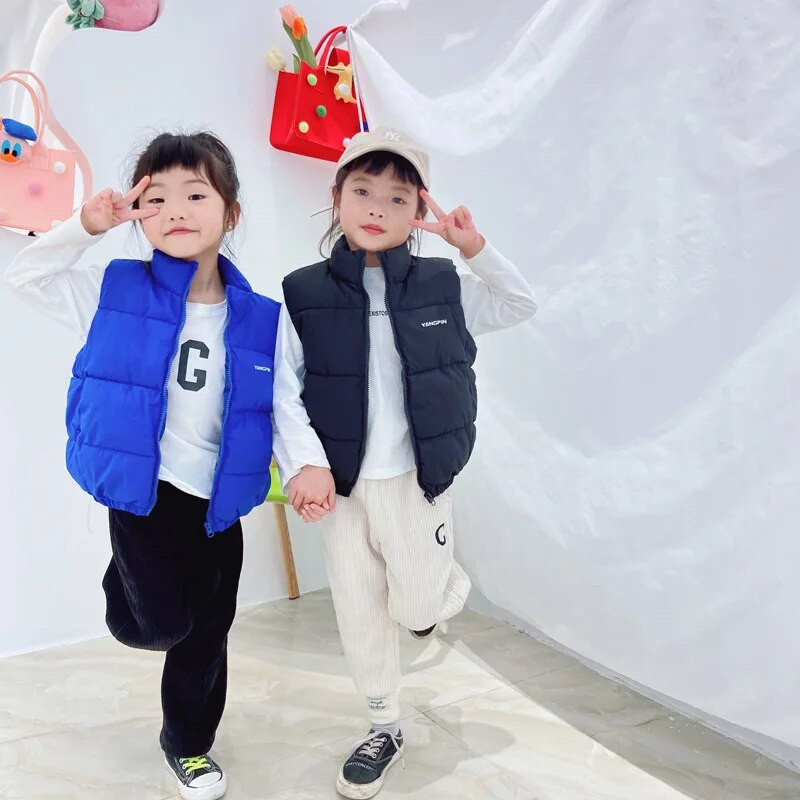 Jesenné a zimné detské vesty, kabáty, dievčenské teplé vesty, zimné chlapčenské zahusťovacie vesty, detské vrchné oblečenie, vesty, bavlnené bundy, unisex, 2-8 rokov