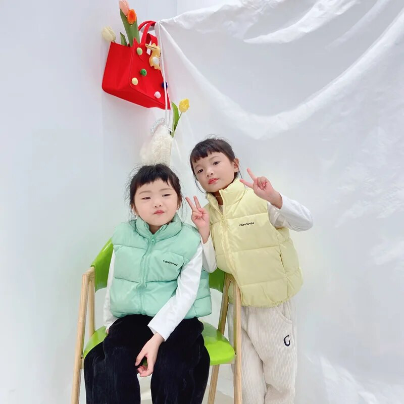 Jesenné a zimné detské vesty, kabáty, dievčenské teplé vesty, zimné chlapčenské zahusťovacie vesty, detské vrchné oblečenie, vesty, bavlnené bundy, unisex, 2-8 rokov