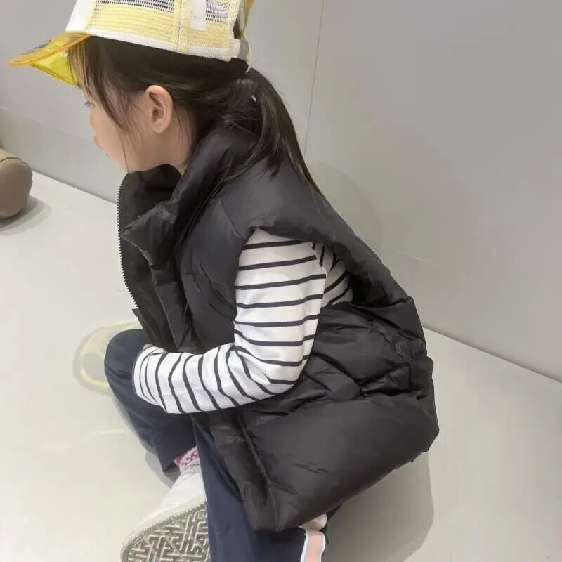 Sügistalvine mood Harajuku paksud laste sulevest kõik sobivad lahtised tüdrukute vestid vabaaja lasteriided soliidsed poiste topid