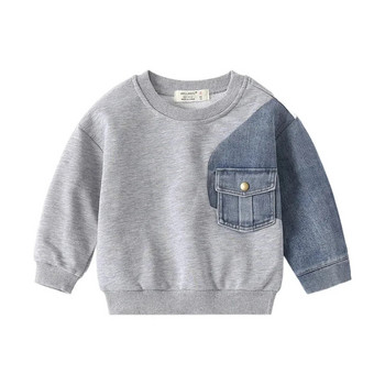 Μπλούζα για αγόρια τζιν Παιδική ραφή με μανίκια φαρδιά πουλόβερ 2024 Άνοιξη Φθινόπωρο Παιδικά Street Style Casual Hoodies Ρούχα