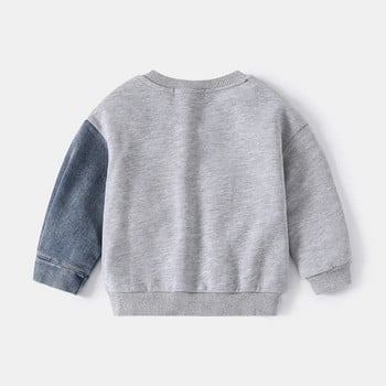 Μπλούζα για αγόρια τζιν Παιδική ραφή με μανίκια φαρδιά πουλόβερ 2024 Άνοιξη Φθινόπωρο Παιδικά Street Style Casual Hoodies Ρούχα