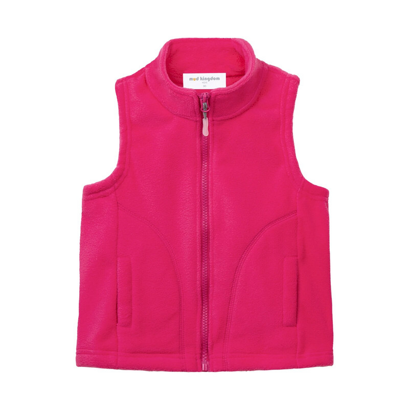 Mudkingdom drăguț fete băieți fleece vest lejer cu fermoar complet jachetă fără mâneci haine copii haină solidă pentru copii mici toamnă iarnă