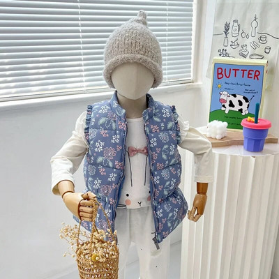 Moodne soe beebitüdruku puhvis mantel vest, volangidega varrukatega kerge lapse roosa vest, puuvillane padjake Laste ülerõivad 1-6 a.