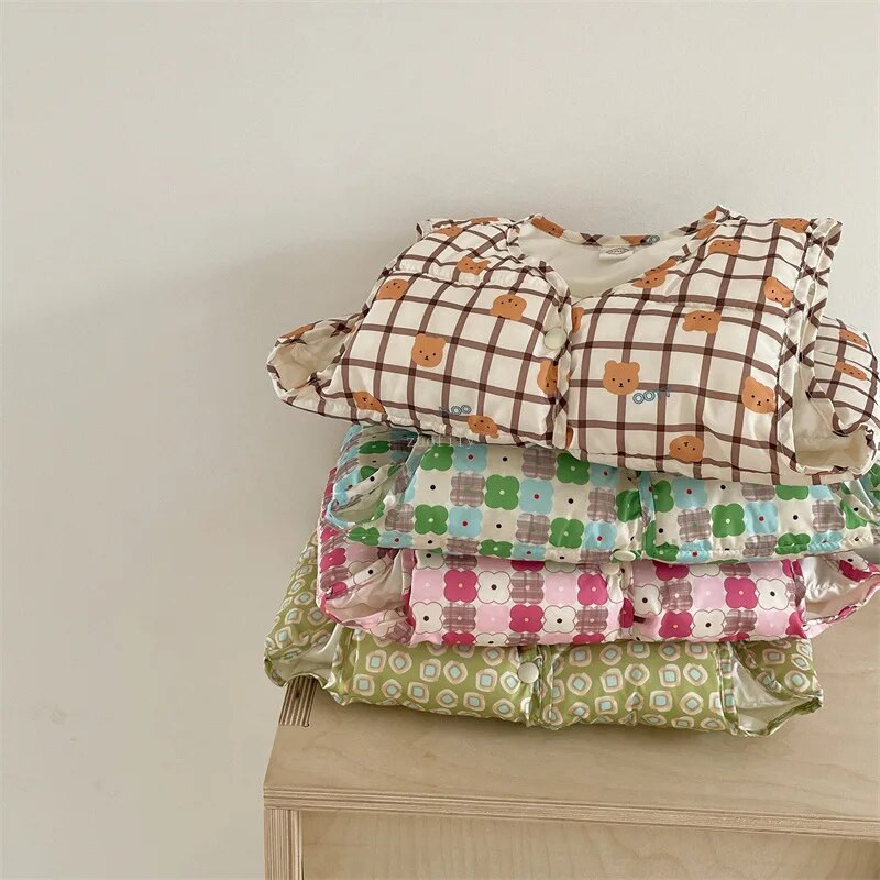 Kūdikių liemenė mergaičių berniukų vaikams šilta žieminė stora liemenė Animacinis juosmens paltas Išorinis dėvimas medvilninė striukės liemenė rudeniui