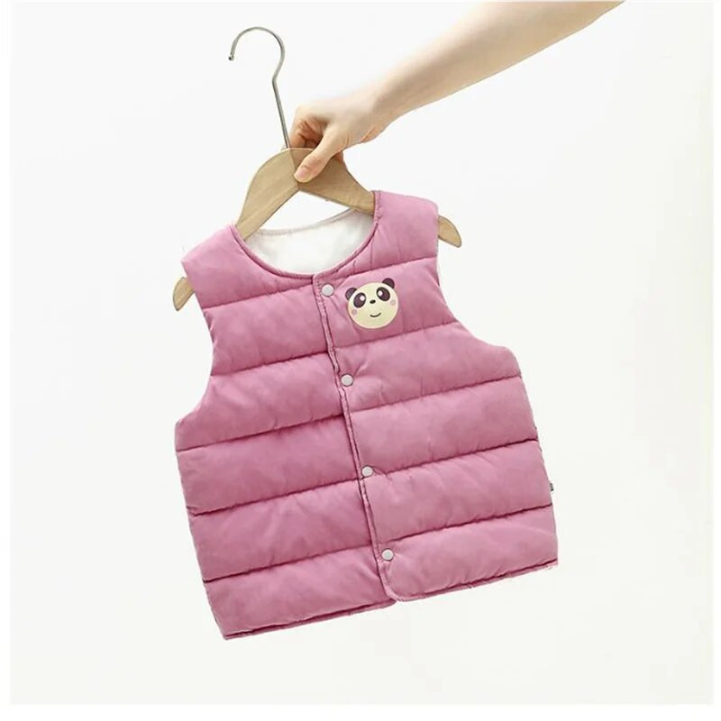 Jesenné nové detské vesty, roztomilé kreslené medvedíky, bavlnené bundy s potlačou, detské oblečenie pre chlapcov a dievčatá, zateplené páperové vesty, vrchné oblečenie