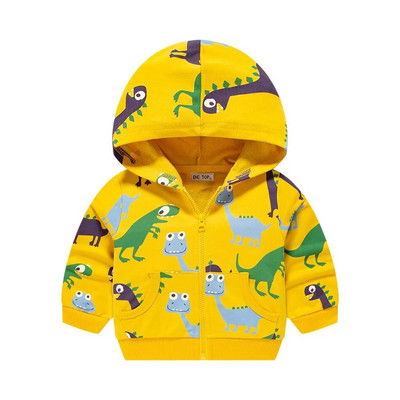 Hanorace cu glugă pentru copii din dinozaur, desene animate 3D, hanorac cu fermoar, jachetă pentru băieți cu buzunar Haine cu glugă pentru copii, primăvară, toamnă, 2-8 ani