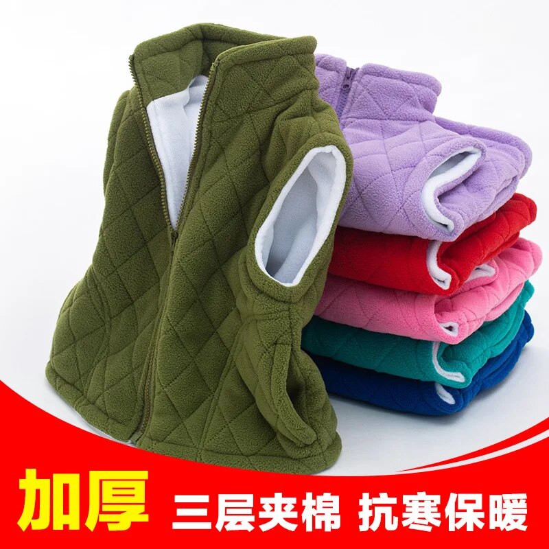 Lastevestid Soe sügistalvine kandmine Paksendatud fliis Kolmekihiline puuvillane jope Uus populaarne lastevest