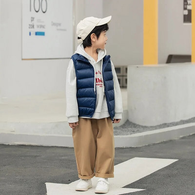 Φθινοπωρινό Παιδικό Ζεστό Παχύ Γιλέκο Βρεφικό Γιλέκο Παιδικό Πανωφόρι Παλτό Βρεφικά Ρούχα Χειμώνα Αγόρια Κορίτσι Γυαλιστερό πουπουλένιο γιλέκο