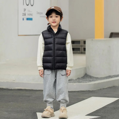 Φθινοπωρινό Παιδικό Ζεστό Παχύ Γιλέκο Βρεφικό Γιλέκο Παιδικό Πανωφόρι Παλτό Βρεφικά Ρούχα Χειμώνα Αγόρια Κορίτσι Γυαλιστερό πουπουλένιο γιλέκο