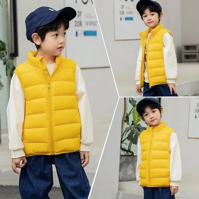 Φθινοπωρινό Παιδικό Ζεστό Παχύ Γιλέκο Βρεφικό Γιλέκο Παιδικό Πανωφόρι Παλτό Βρεφικά Ρούχα Χειμώνα Αγόρια Κορίτσι Γυαλιστερό πουπουλένιο γιλέκο