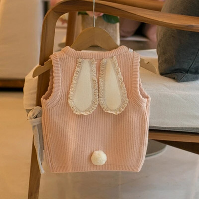 2023 noua toamnă pentru fete pulover vestă drăguț iepure fundă cardigan fete tricotaje top bebeluș copii îmbrăcăminte fete moda copii ținute