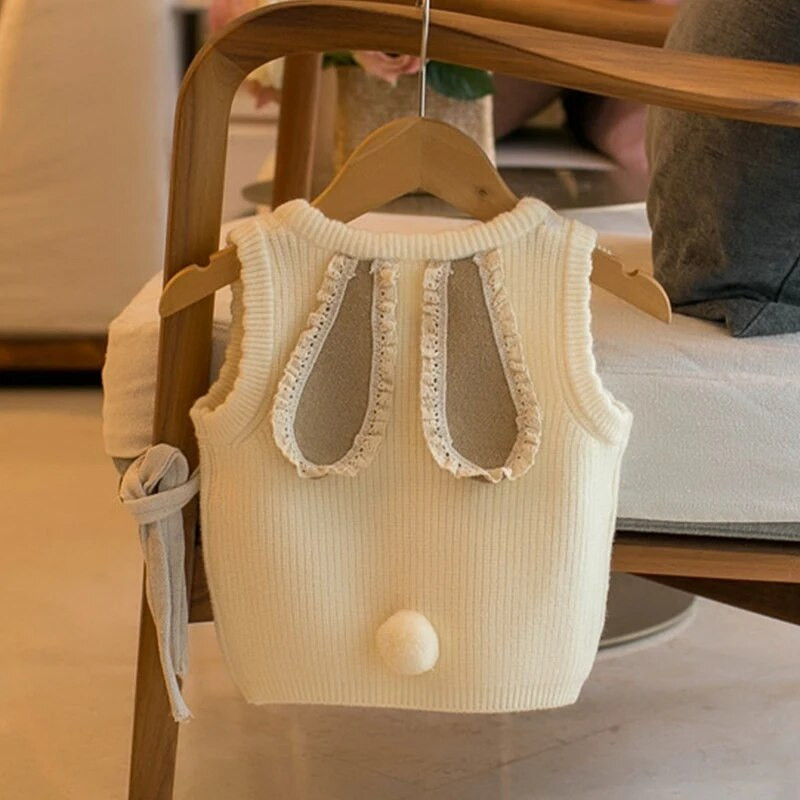 2023 noua toamnă pentru fete pulover vestă drăguț iepure fundă cardigan fete tricotaje top bebeluș copii îmbrăcăminte fete moda copii ținute