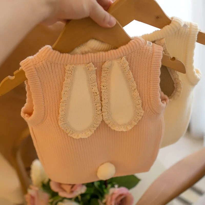 2023 noua toamnă pentru fete pulover vestă drăguț iepure fundă cardigan fete tricotaje top bebeluș copii îmbrăcăminte fete moda copii ținute