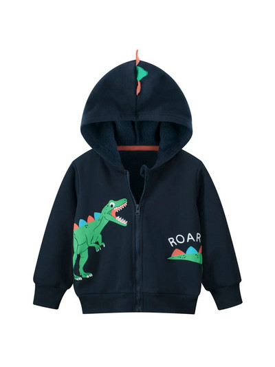 2024. aasta kevadised dinosaurused multifilmi kapuutsiga riided poistele, tüdrukutele, fliisist puuvillane tõmblukk, vabaaja lihtsustatud mantel dressipluus