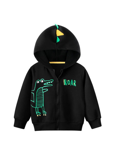 2024. aasta kevadised dinosaurused multifilmi kapuutsiga riided poistele, tüdrukutele, fliisist puuvillane tõmblukk, vabaaja lihtsustatud mantel dressipluus