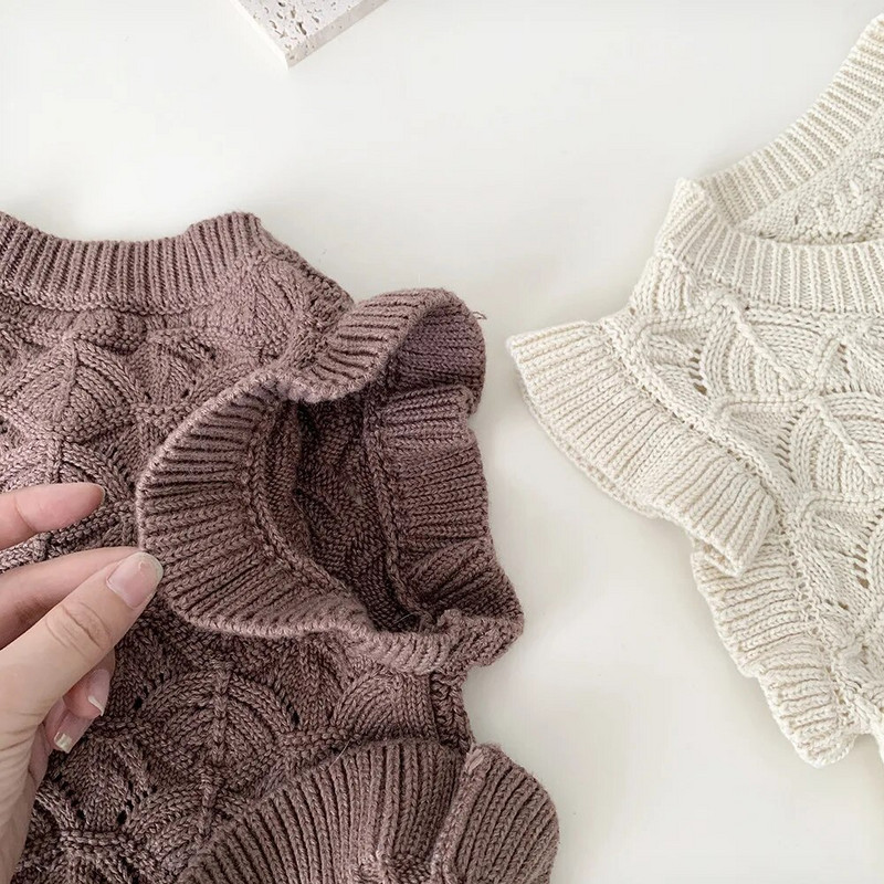 Detské pletené vesty s volánmi, jar/jeseň 2023, batoľatá, dievčatká, pletené vesty s dutými volánikmi, bez rukávov, kardigan, detské ležérne vesty