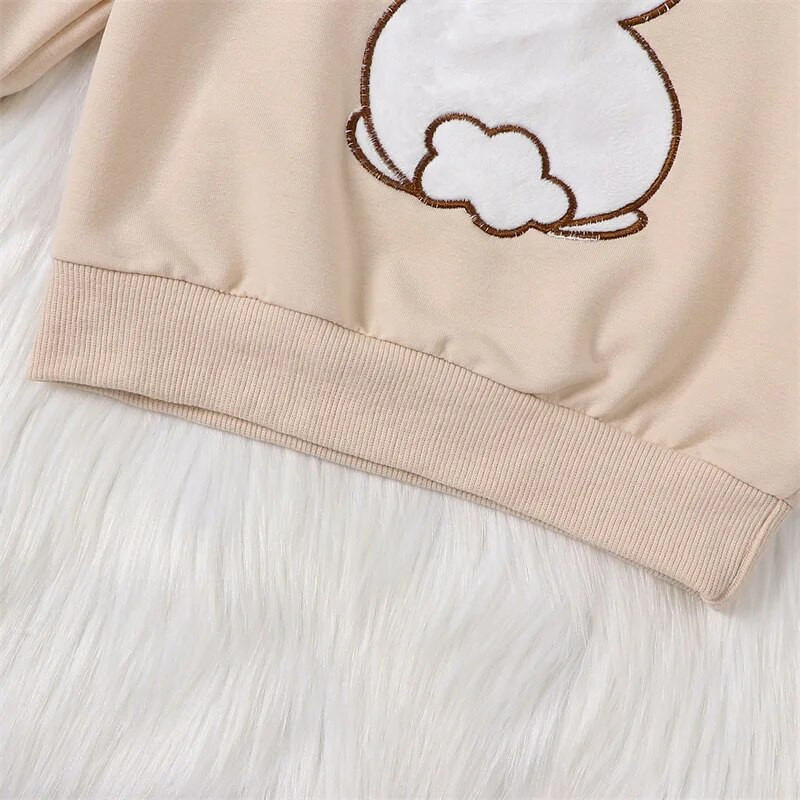 Detská mikina s kapucňou a výstrihom od 1 do 5 rokov s dlhým rukávom a zajacom, mikina, oblečenie, vrchné oblečenie pre chlapcov a dievčatá, veľkonočný kostým