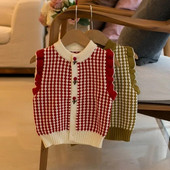 2023. aasta sügisene tüdrukute kampsunist vest, uus armas lilleline tüdrukute kardiganist särk, varrukateta pitsist kootud vest beebile