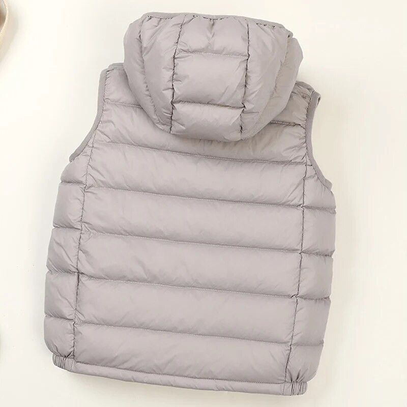 Ülikerge kapuutsiga laste pardi sulevest 2023, uus sügistalvine kaasaskantav laste vest poistele, tüdrukutele, beebi jope jakk