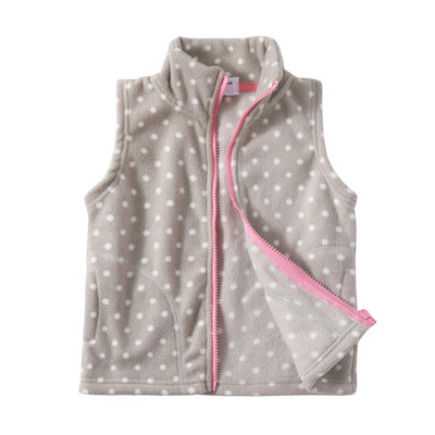 Detské vesty Mudkingdom, jesenné a zimné flísové detské vrchné oblečenie, kabáty, ľahké, ležérne, roztomilé bodkované vzory pre chlapcov a dievčatá