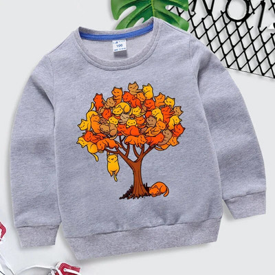 Hanorace pentru copii mici, pisici kawaii, pulover cu mânecă lungă, pentru băieți, desene animate, cu arbore de pisici, hanorace, animale, haine pentru copii, haine pentru fete
