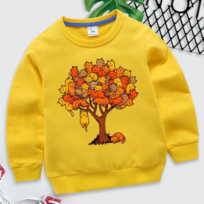 Hanorace pentru copii mici, pisici kawaii, pulover cu mânecă lungă, pentru băieți, desene animate, cu arbore de pisici, hanorace, animale, haine pentru copii, haine pentru fete