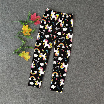 Еднорог модел анимационни пролетни детски клинове с флорален принт Памучни панталони за момичета Детски панталони 10 години