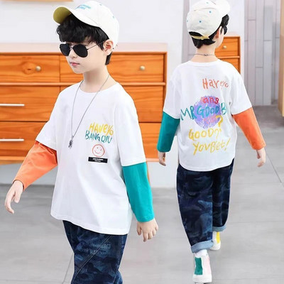 Drabužiai paaugliams berniukams, megztiniai berniukams ilgomis rankovėmis, vaikiški drabužiai berniukams, marškinėliai