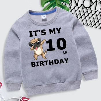 Детски суичър с качулка Момичета Смешни кучета Графични сиви дрехи Момчета 1-10-ти рожден ден Номер Суичър Детски ежедневен пуловер Harajuku Суичър
