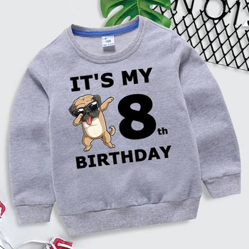 Παιδική κουκούλα για κορίτσια Αστεία σκυλιά γραφικά γκρι ρούχα Αγόρια 1-10α γενέθλια νούμερο φούτερ Kid Casual Harajuku πουλόβερ με κουκούλα