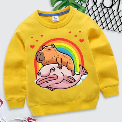 Capybara Giant Graphics Hanorace Fete Băieți Curcubeu Inimi Moletom Infantil Harajuku Animal Hanorac Funny Brand Haine pentru copii