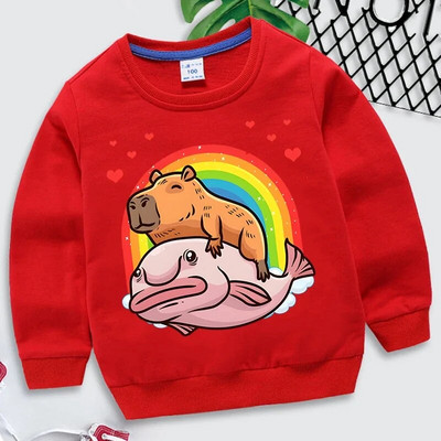 Capybara Giant Graphics Hanorace Fete Băieți Curcubeu Inimi Moletom Infantil Harajuku Animal Hanorac Funny Brand Haine pentru copii