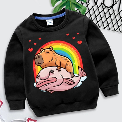 Capybara Giant Graphics Hanorace Fete Băieți Curcubeu Inimi Moletom Infantil Harajuku Animal Hanorac Funny Brand Haine pentru copii