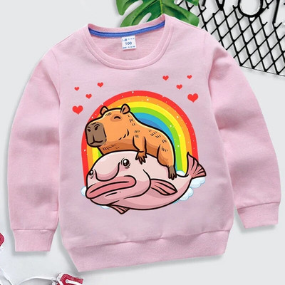 Capybara Giant Graphics Hanorace Fete Băieți Curcubeu Inimi Moletom Infantil Harajuku Animal Hanorac Funny Brand Haine pentru copii