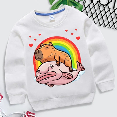 Capybara Giant Graphics Hanorace Fete Băieți Curcubeu Inimi Moletom Infantil Harajuku Animal Hanorac Funny Brand Haine pentru copii