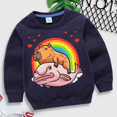 Capybara Giant Graphics Hanorace Fete Băieți Curcubeu Inimi Moletom Infantil Harajuku Animal Hanorac Funny Brand Haine pentru copii