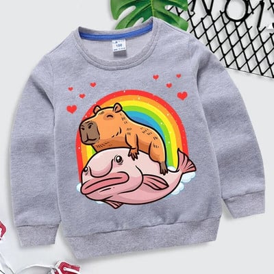 Capybara Giant Graphics Hanorace Fete Băieți Curcubeu Inimi Moletom Infantil Harajuku Animal Hanorac Funny Brand Haine pentru copii