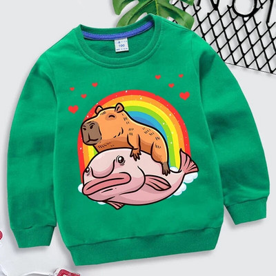Capybara Giant Graphics Hanorace Fete Băieți Curcubeu Inimi Moletom Infantil Harajuku Animal Hanorac Funny Brand Haine pentru copii